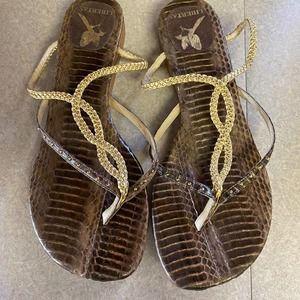 Libertas Snake Print Studded Coastal Cowgirl Granola Quiet Luxury Sandals 8.5